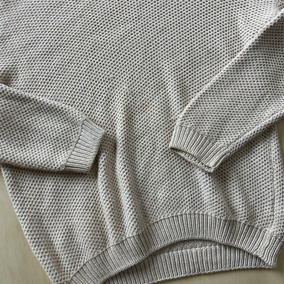 Vintage Eddie Bauer Sweater Mens XL Beige Waffle Knit Cotton Crewneck Pullover - Picture 2 of 12